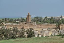 Image du Maroc Professionnelle de  Située sur la plaine de Tadla en bordure de la rive gauche du fleuve Oum Er-rabia, la cité Kasbah Tadla fut fondée par les Alaouites au XVIIème siècle. Des expéditions punitives y était menaient contre les tribus rebelles par de nombreux sultans Alaouites. Plusieurs sultans y séjournèrent quelques semaines comme Moulay Soulayman en 1809, alors que certains s’y rendirent à l’occasion des expéditions punitives qu’ils menaient contre les tribus rebelles. Mercredi 22 Mars 1989. (Photo / Abdeljalil Bounhar) 